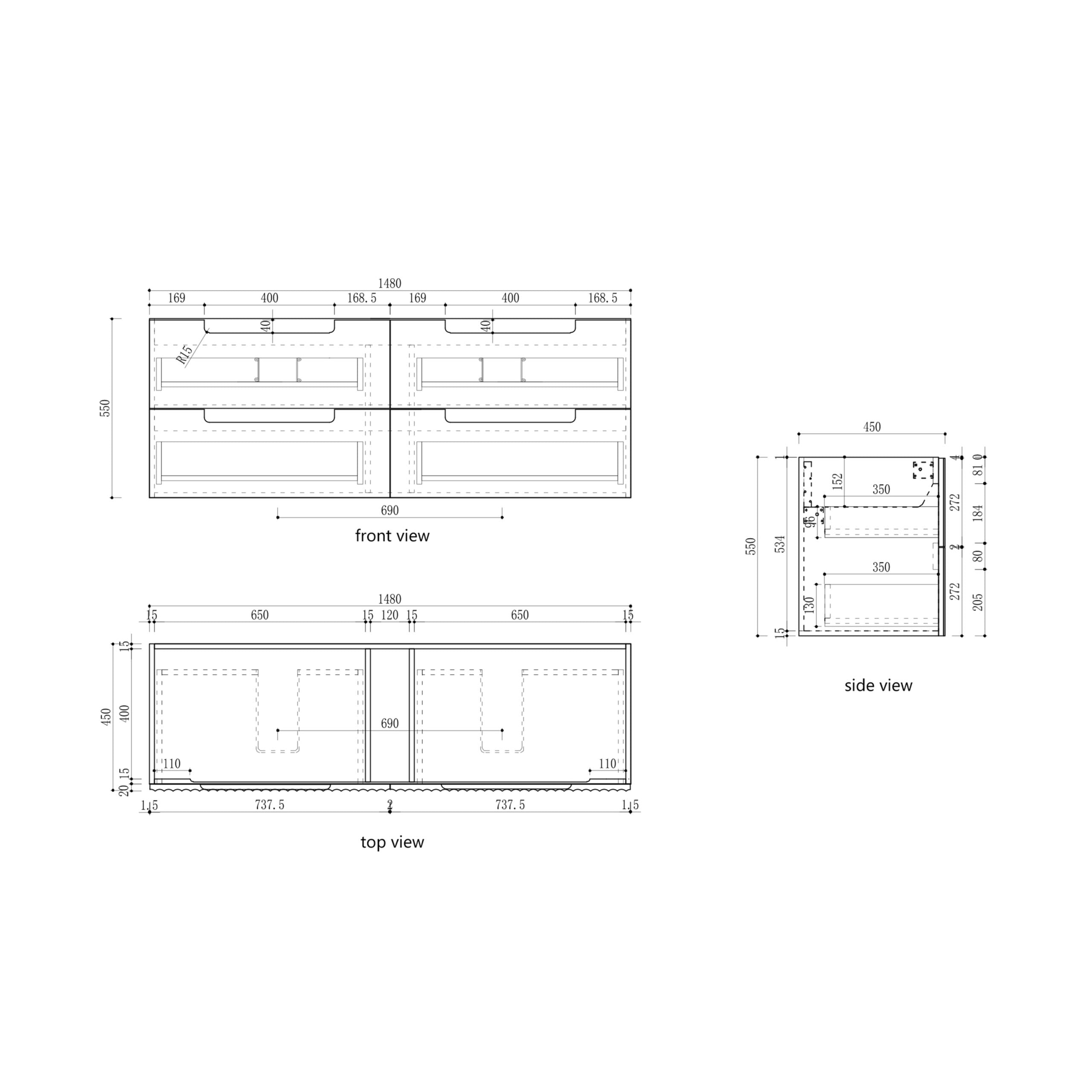 Lovina Wall Hung Vanity - 1500mm