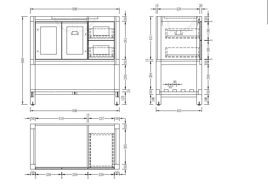PARIS 900mm Bathroom Vanity