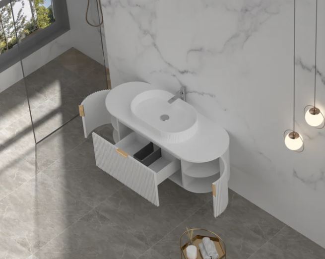 CARYSIL 1200mm Fluted Wall Hung Vanity - White