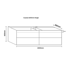 Coastal 1500 Single Wall Hung VJ Paneling Bathroom Vanity
