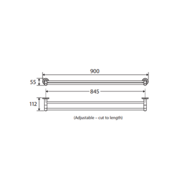 Kaya Double Towel Rail - 900mm Cut to size