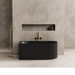 Capri Matte Black Corner Fluted Bath