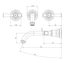 Cromford Basin / Bath Wall Tap Set