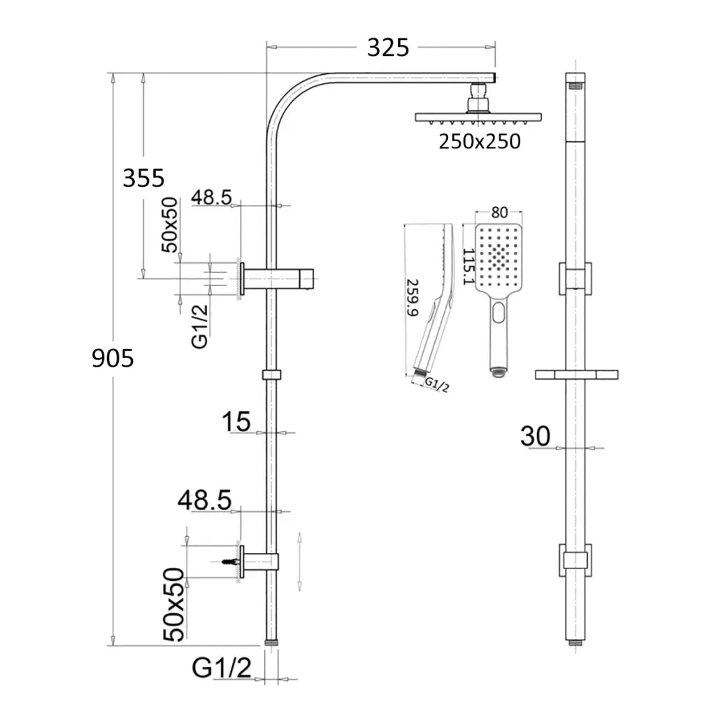Tiago Dual Shower Rail