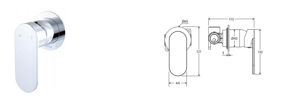 Empire Slim Wall Shower/Bath Mixer - Fienza