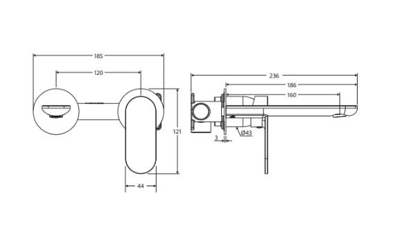 Empire Slim Wall Basin/Bath Set - Fienza