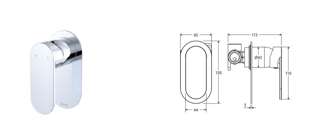 Empire Slim Wall Shower/Bath Mixer - Fienza
