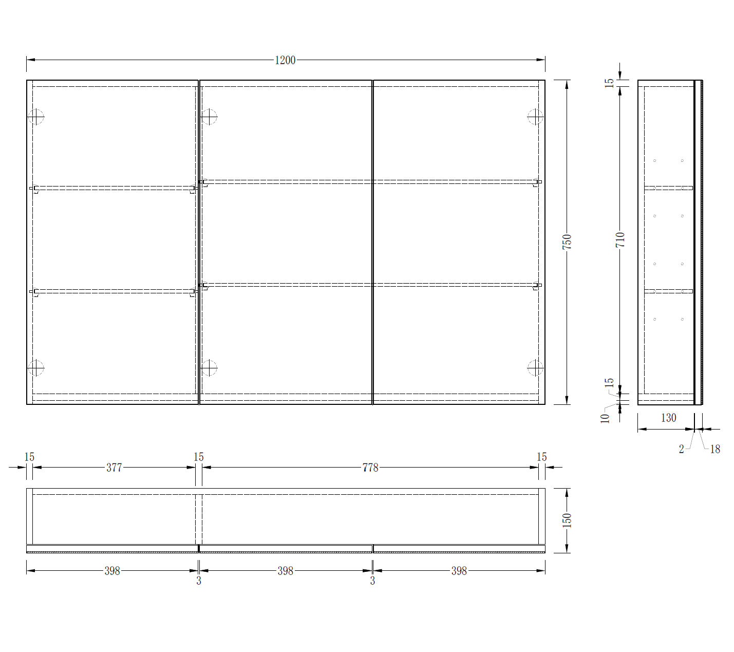EVA Shaving Cabinet with Side panels