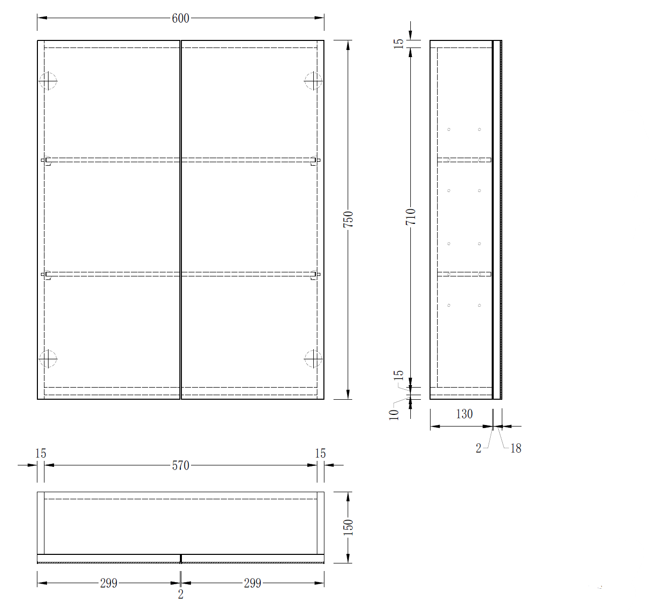 EVA Shaving Cabinet with Side panels