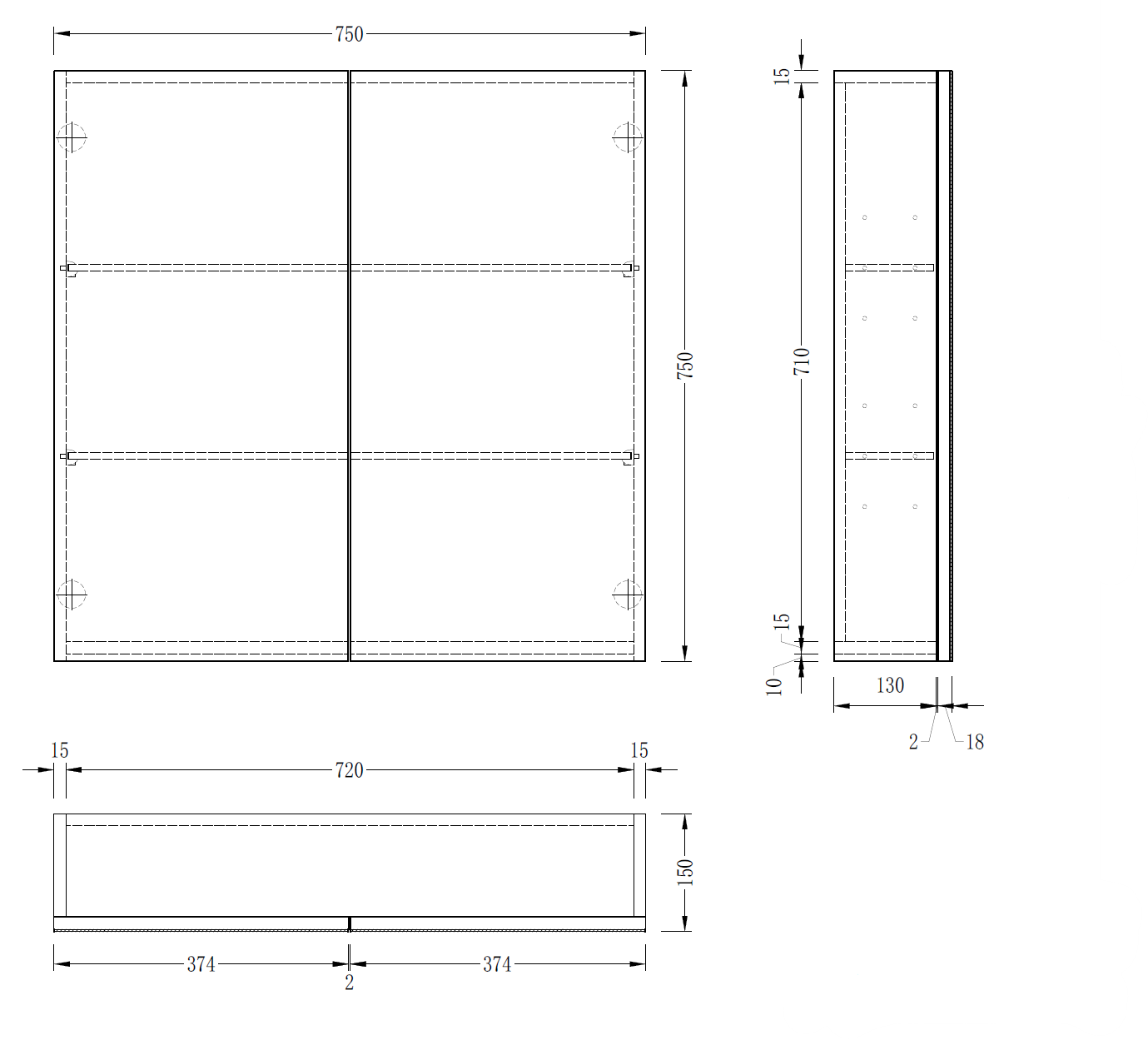 EVA Shaving Cabinet with Side panels