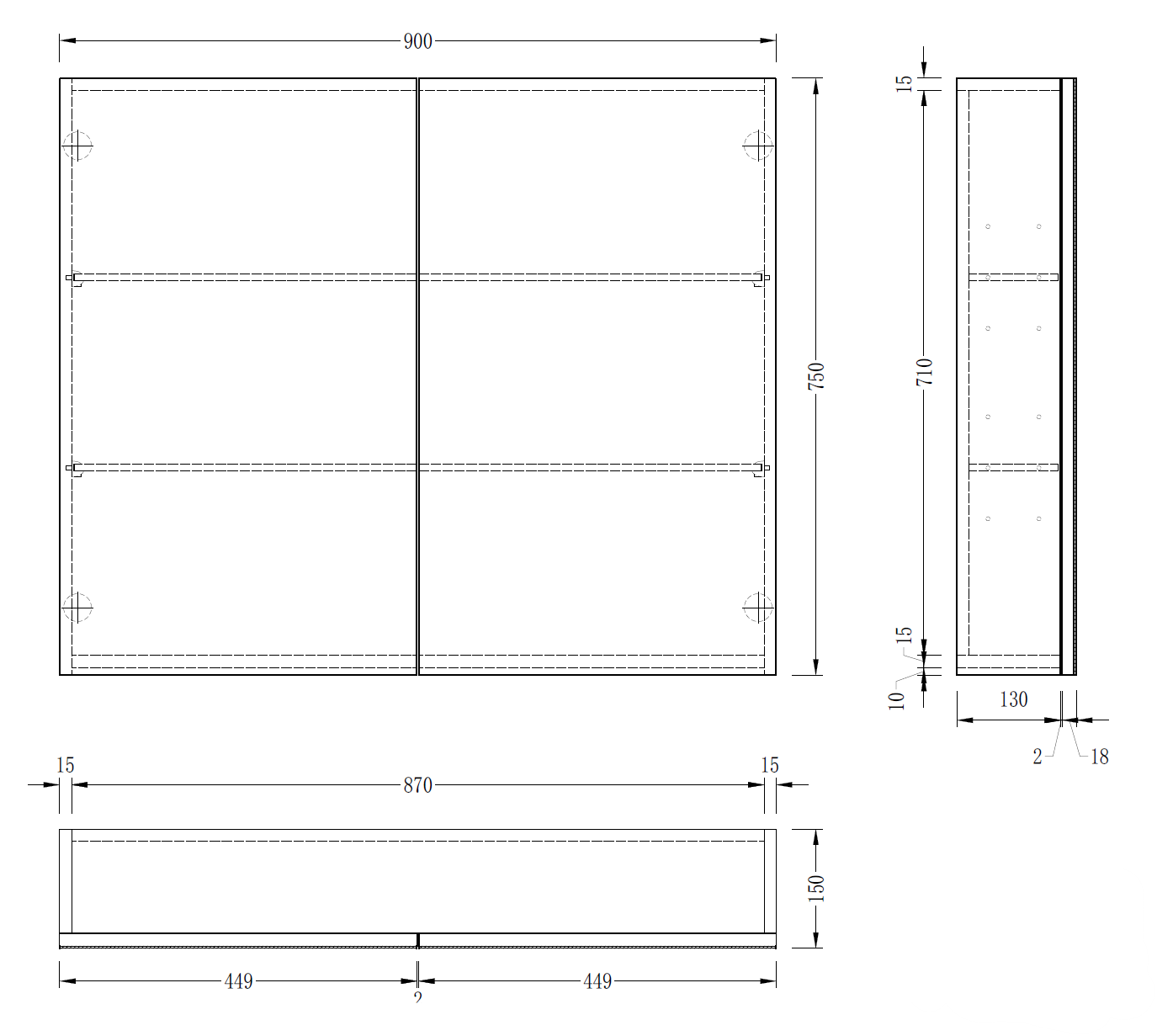 EVA Shaving Cabinet with Side panels