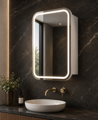 600x900MM LED Florence Shaving Cabinet Matte White