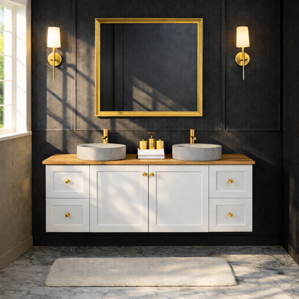George Wall Hung 1800mm Hampton Shaker Style Bathroom Vanity (Single Or Double Basin) -made to order