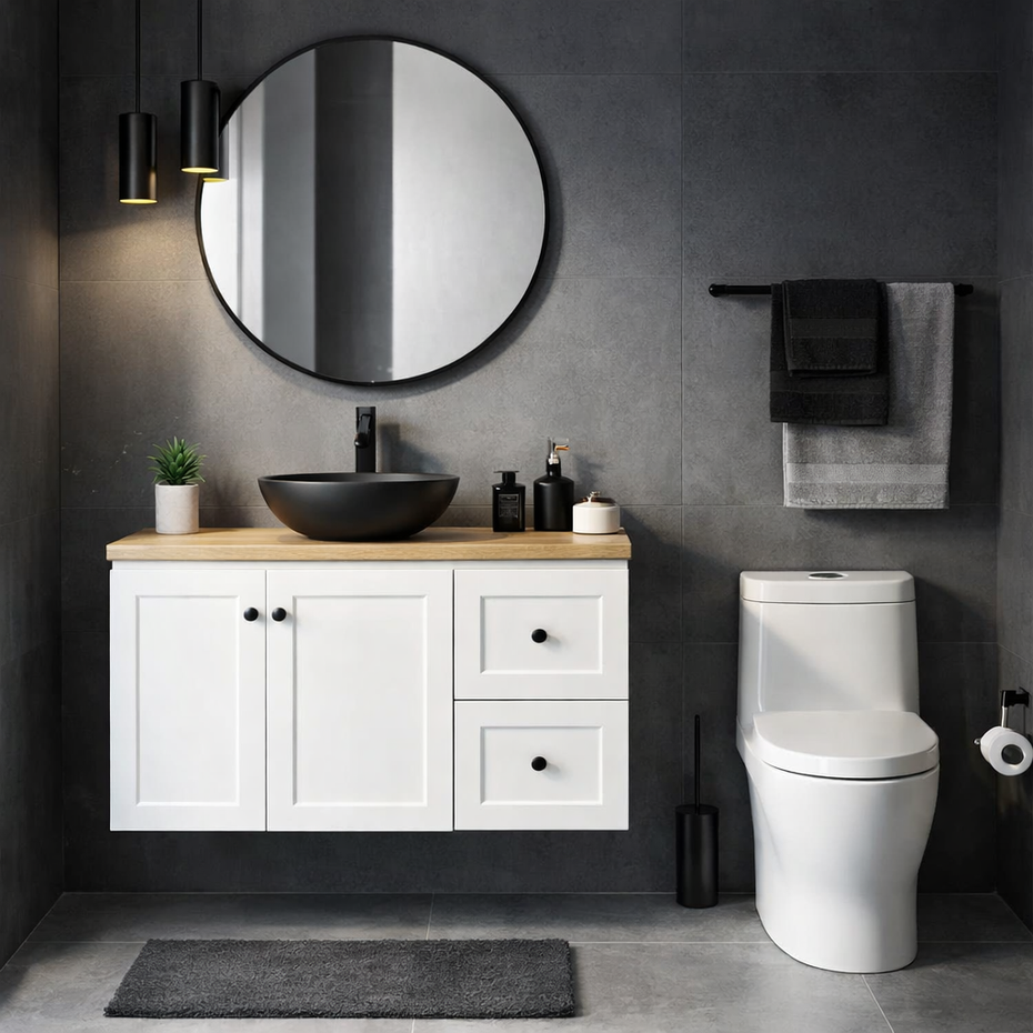 George Wall Hung 900mm Hampton Shaker Style Bathroom Vanity