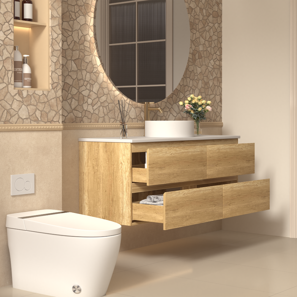Grove Wall Hung 1200mm Natural Oak Vanity