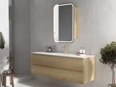 Grove Wall Hung 1500mm Double Basin Natural Oak Vanity