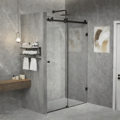 10mm Frameless Shower Screen with Sliding Door - Gun Metal