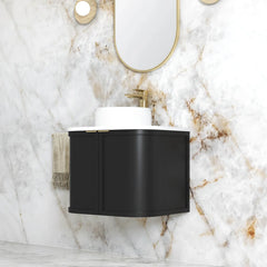 HAMPSHIRE 600MM SATIN BLACK WALL HUNG CURVE VANITY