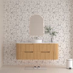 Hudson Wall Hung 1500mm Single Basin Curved Plywood Timber Fluted Vanity