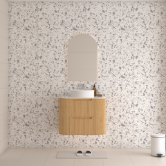 Hudson Wall Hung 750mm Curved Plywood Timber Fluted Vanity
