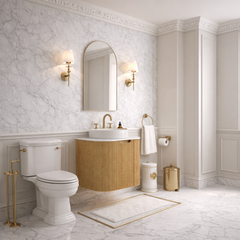 Hudson Wall Hung 600mm Curved Plywood Timber Fluted Vanity