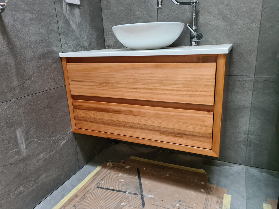 Sahara 900 Wall Hung Messmate Natural Timber Bathroom Vanity