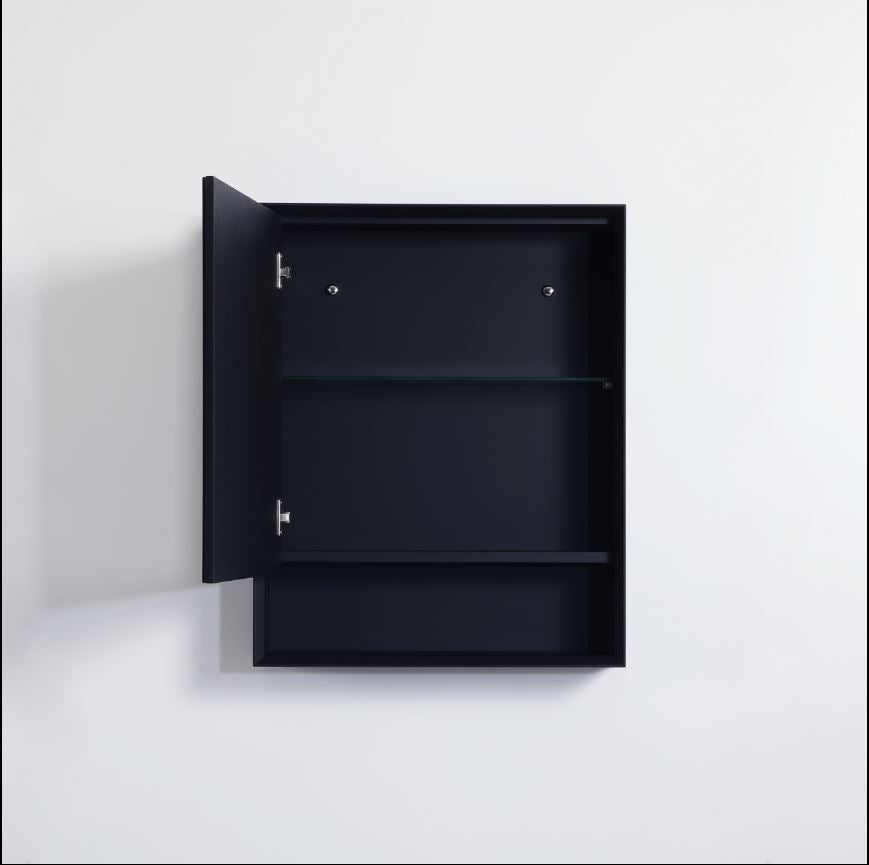 Black Shaving Cabinet with Shelf - NON LED