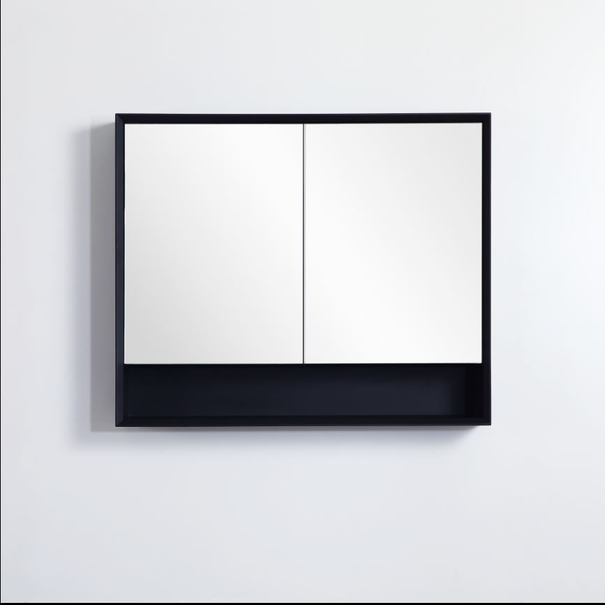 Black Shaving Cabinet with Shelf - NON LED