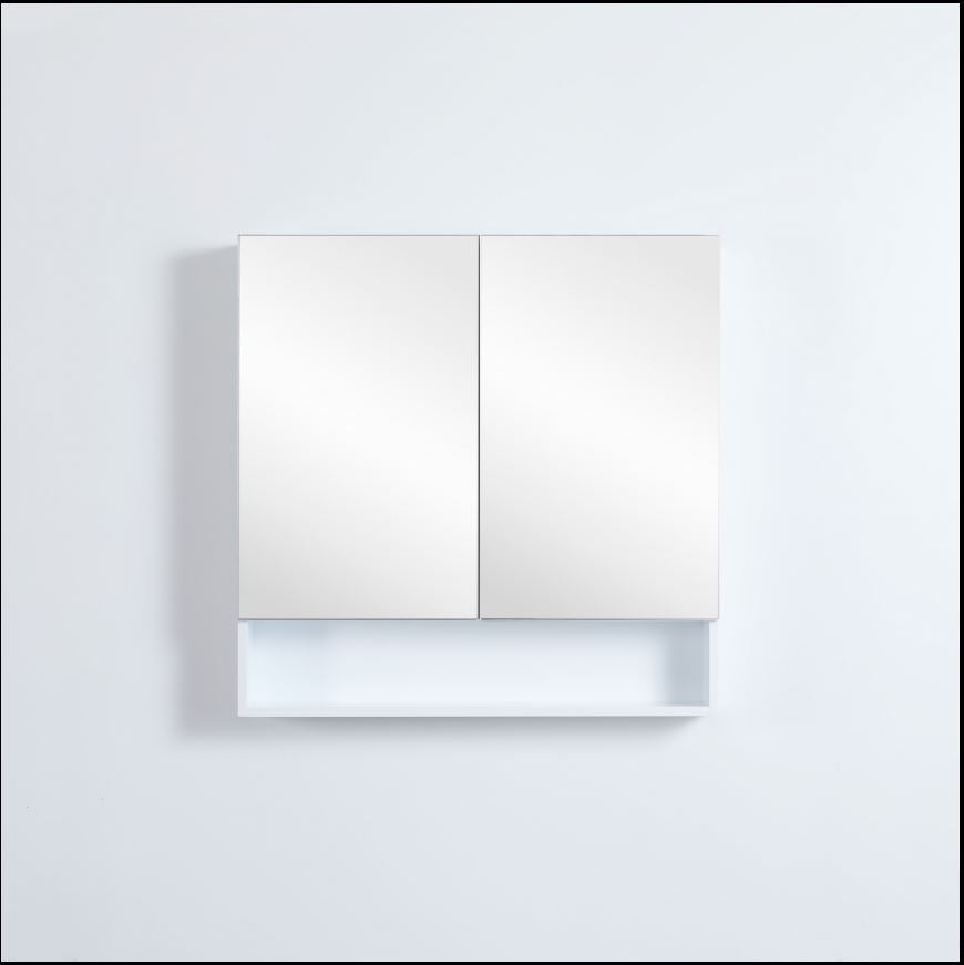 Matte White Shaving Cabinet with Shelf - NON LED