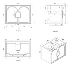 LAGUNA Timber finish 750 WALL HUNG Arch Vanity