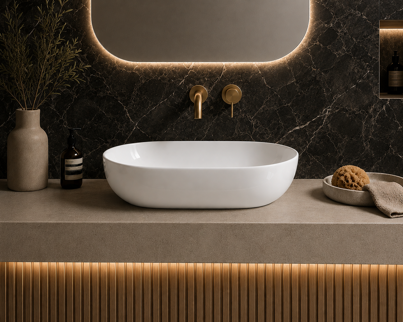 LUSSI Oval ceramic Basin - Gloss White