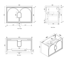 LAGUNA Timber finish 900 WALL HUNG Arch Vanity With Pure White Stone Bench top