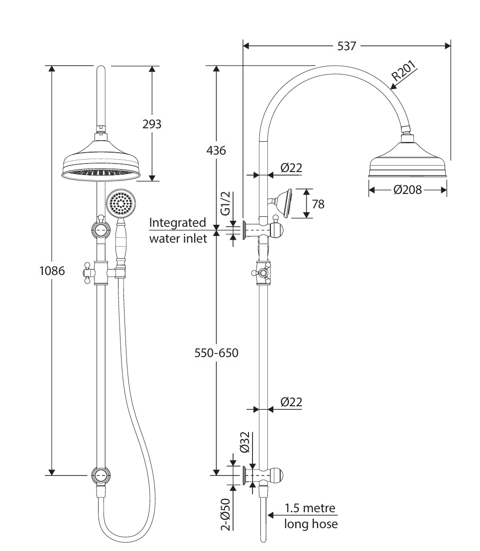 Lillian twin Shower set