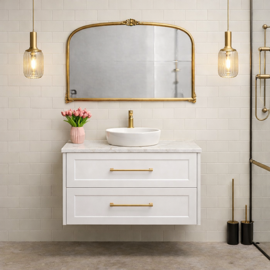 Lily Wall Hung 900mm Hampton Shaker Style Bathroom Vanity