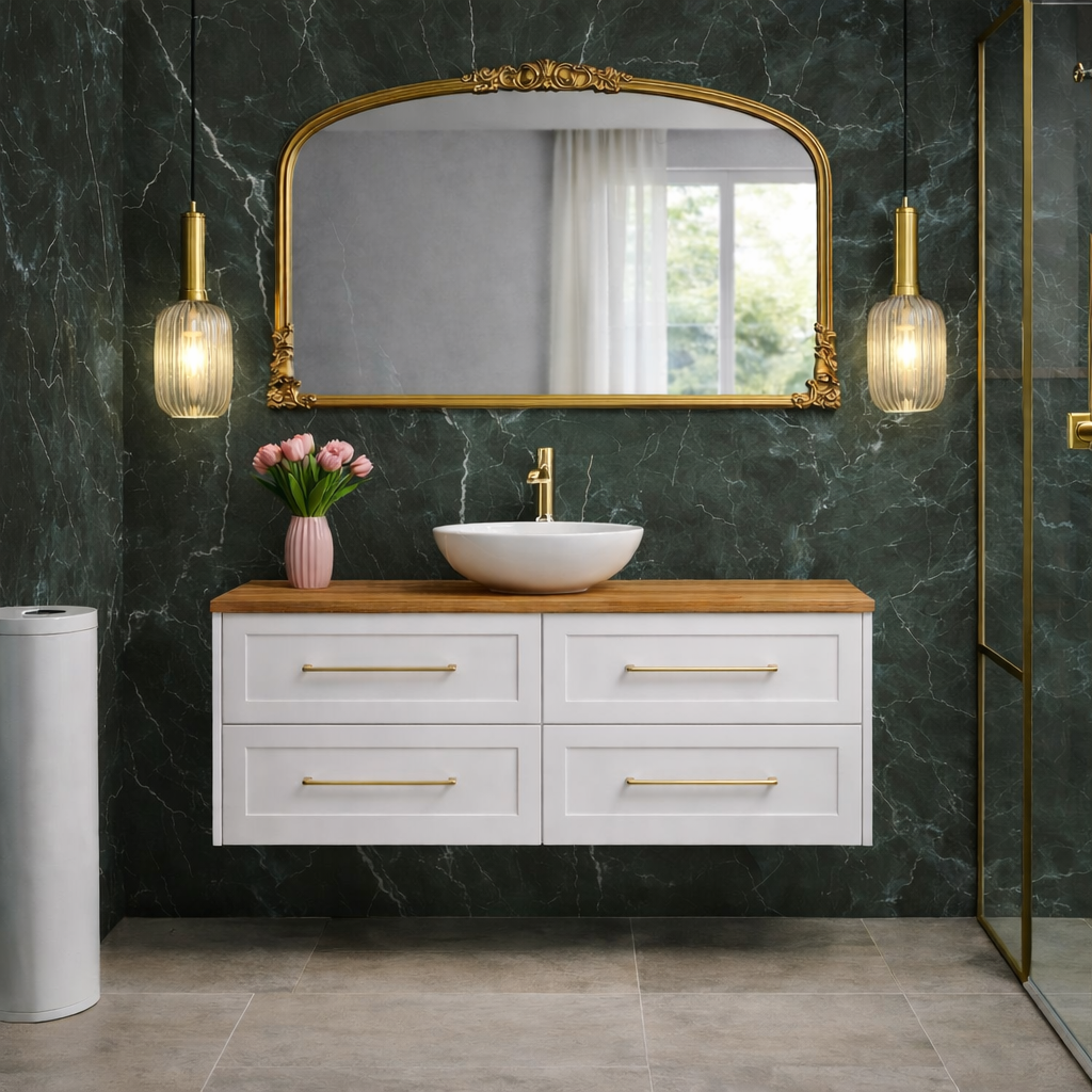 Lily Wall Hung 1200mm Hampton Shaker Style Bathroom Vanity