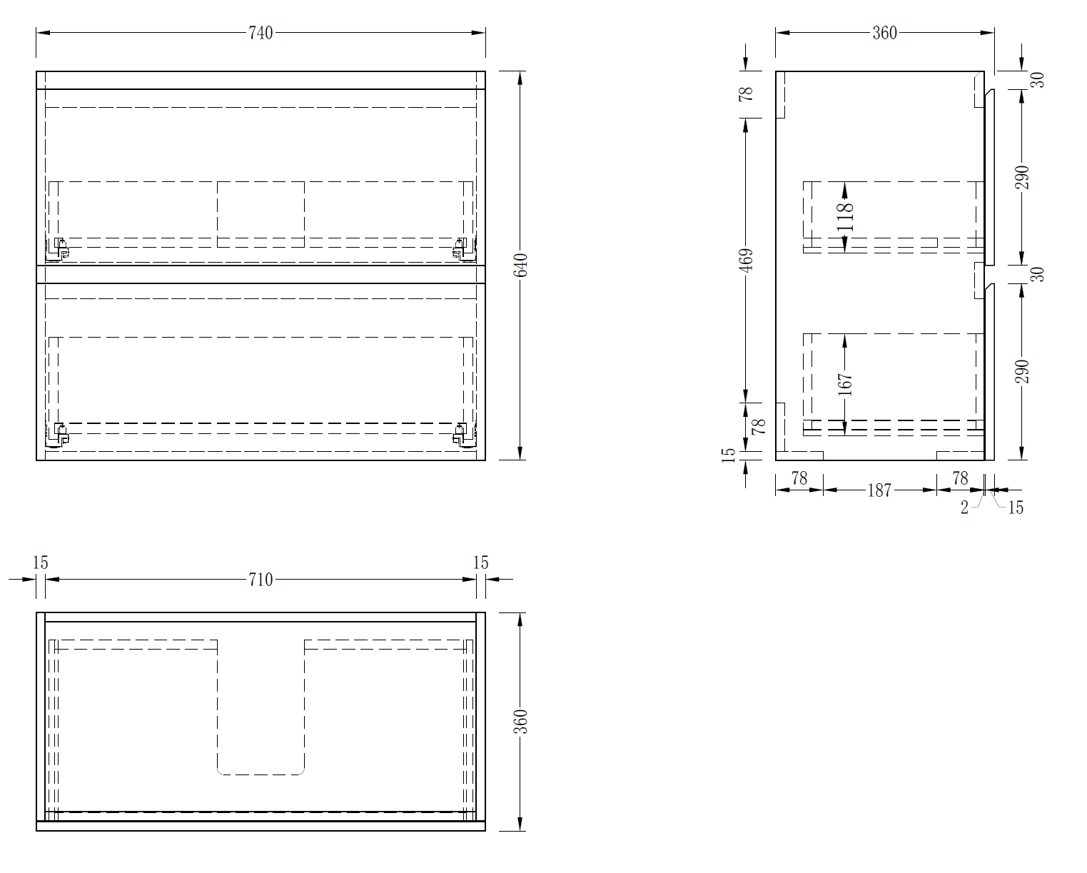 Slim London Wall Hung 750mm Bathroom Vanity