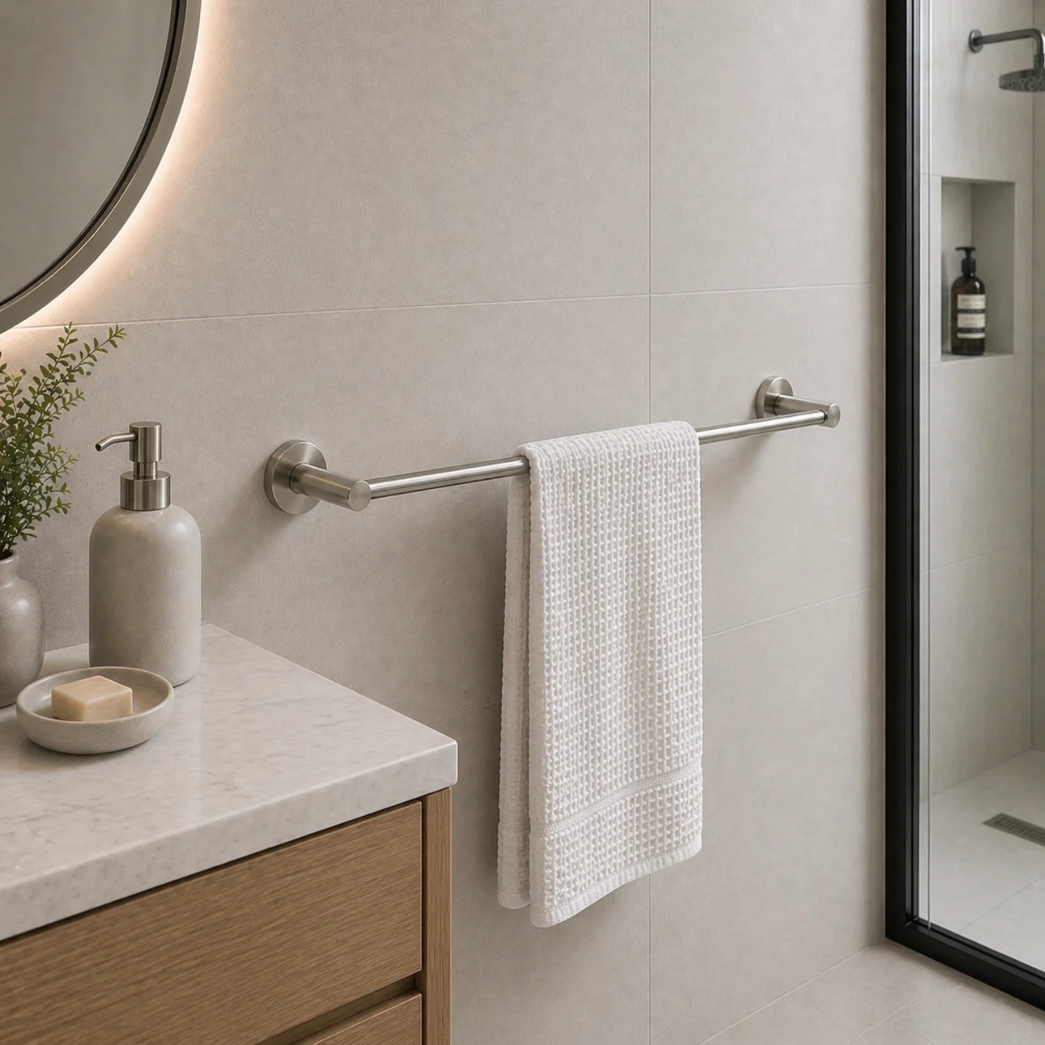 Luna 600/750mm Single Towel Rail