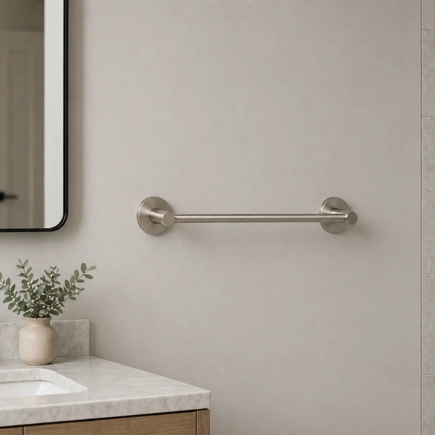 Luna 300mm Hand Towel Holder-Brushed Nickel Colour