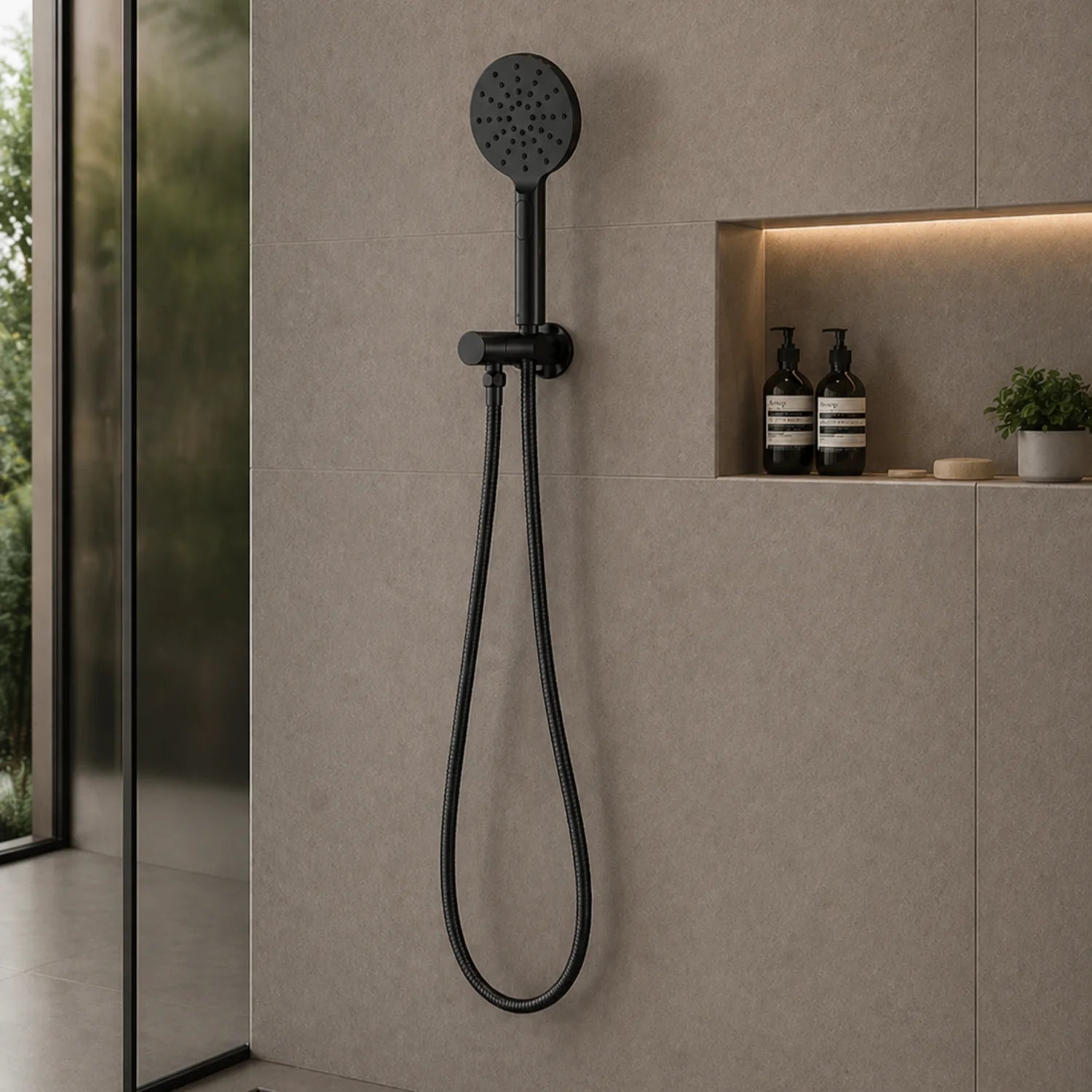 Luna Wide Hand Shower-Matte_Black