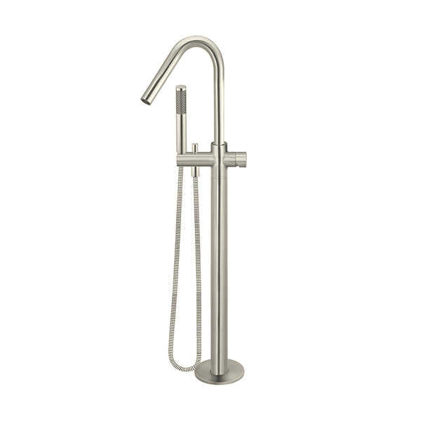 Round Pinless Freestanding Bath Spout and Hand Shower