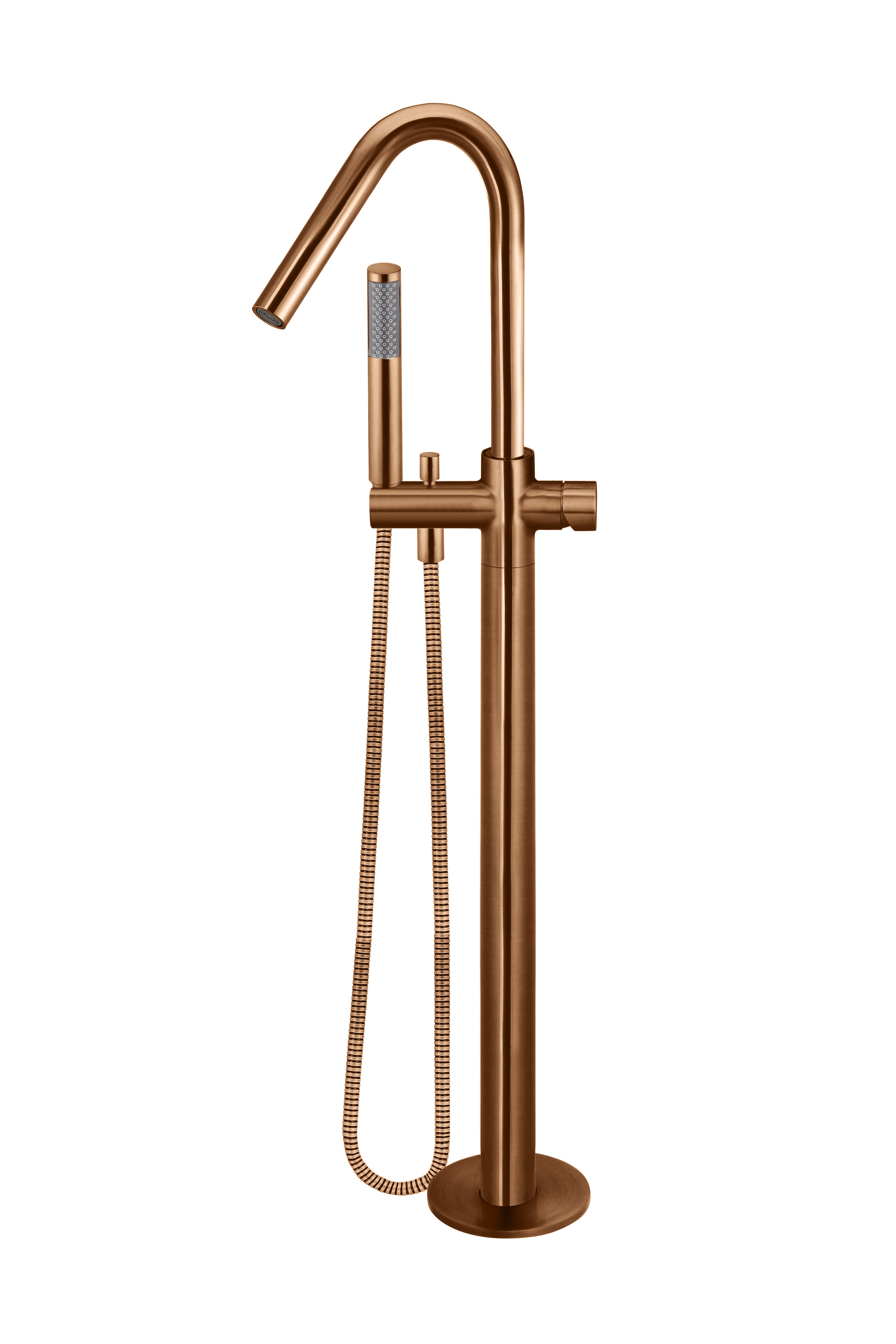 Round Pinless Freestanding Bath Spout and Hand Shower