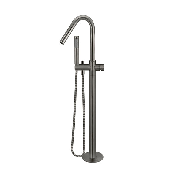 Round Pinless Freestanding Bath Spout and Hand Shower