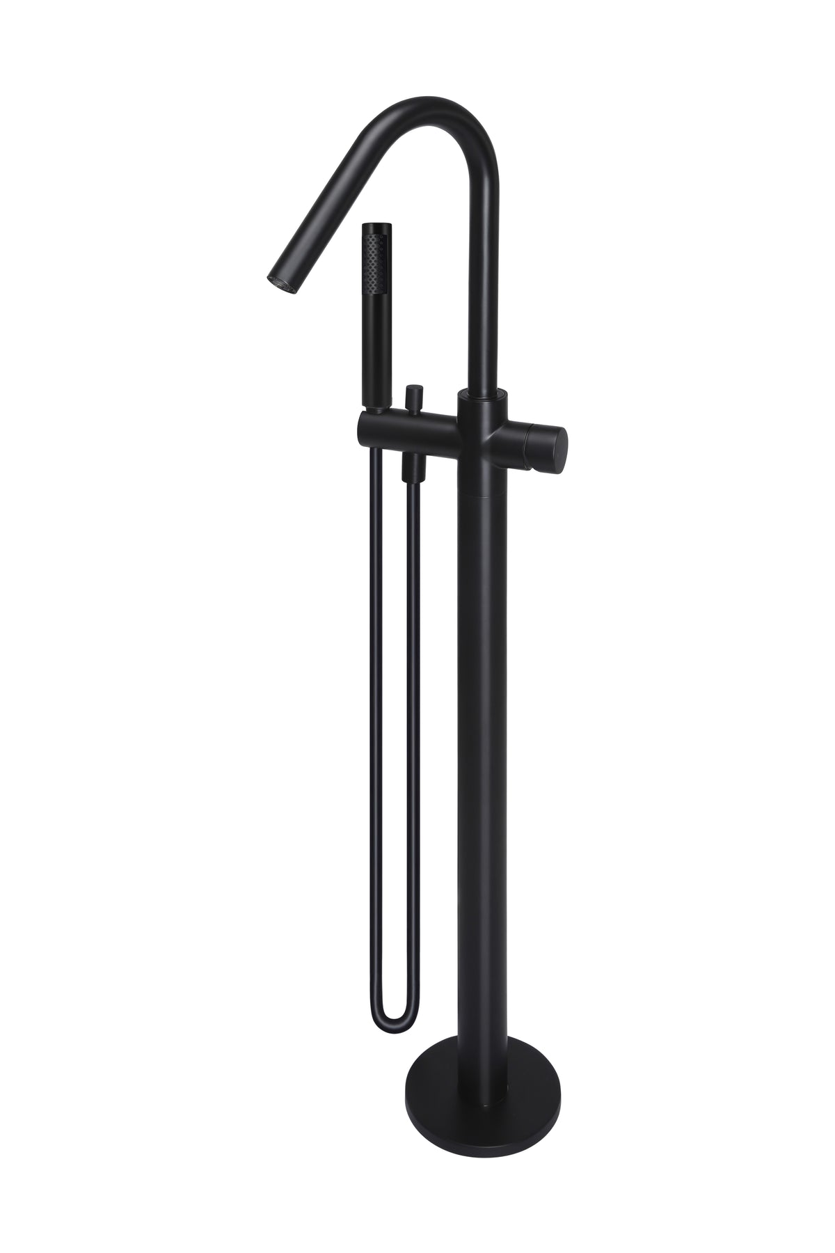 Round Pinless Freestanding Bath Spout and Hand Shower