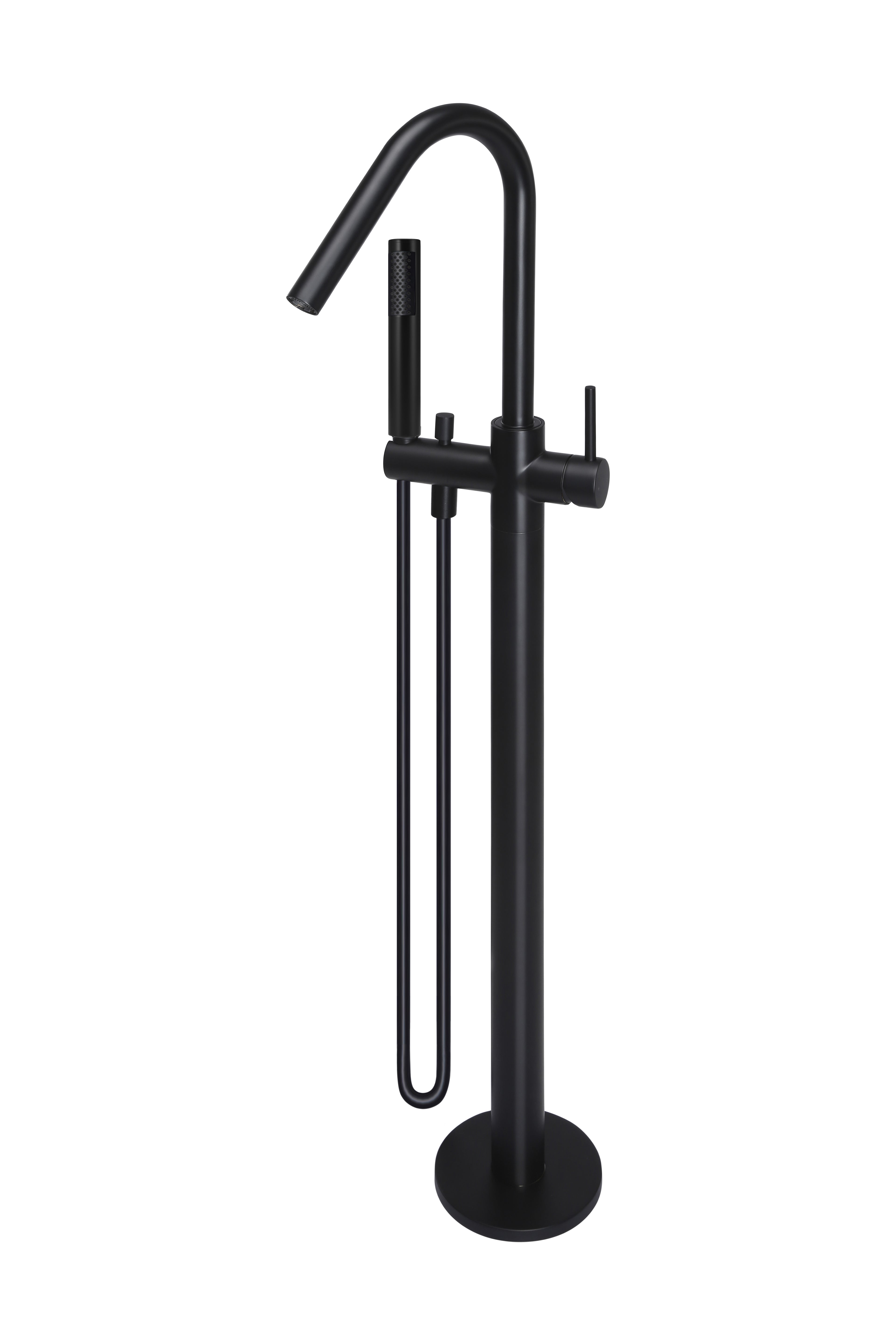 Round Freestanding Bath Spout and Hand Shower