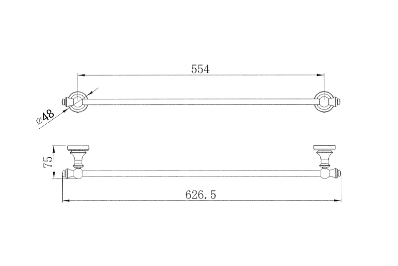 Medoc Single Towel Rail 600mm