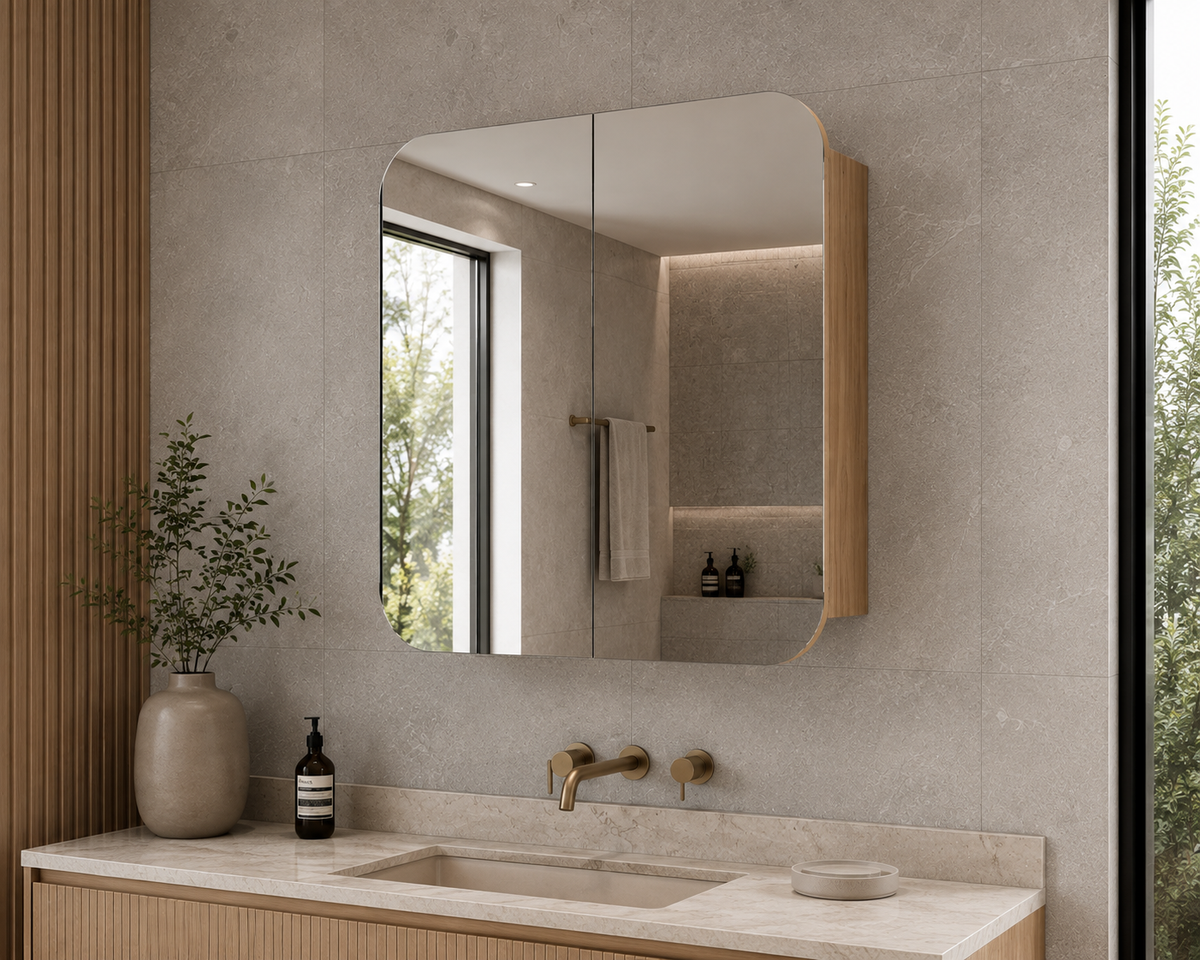 750-`1200mm Modena Shaving Cabinet - Available in White or TImber