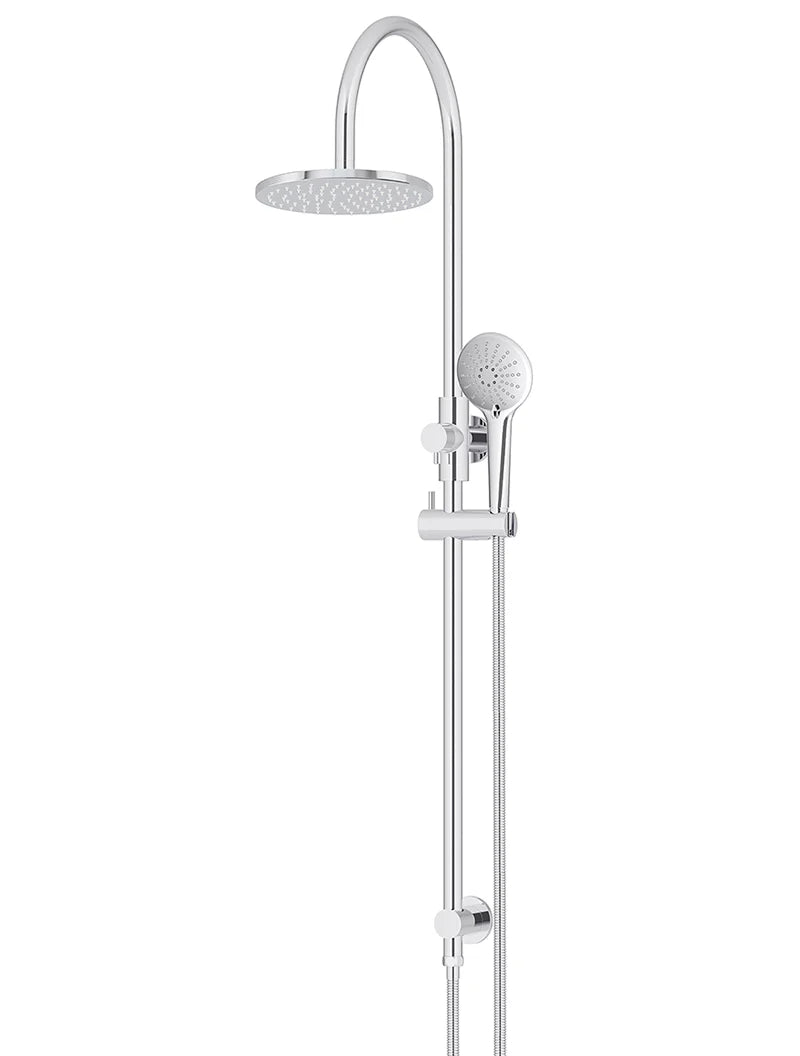 200mm Round Overhead Shower Rail, Three Function Hand Shower