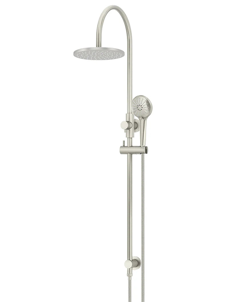 200mm Round Overhead Shower Rail, Three Function Hand Shower