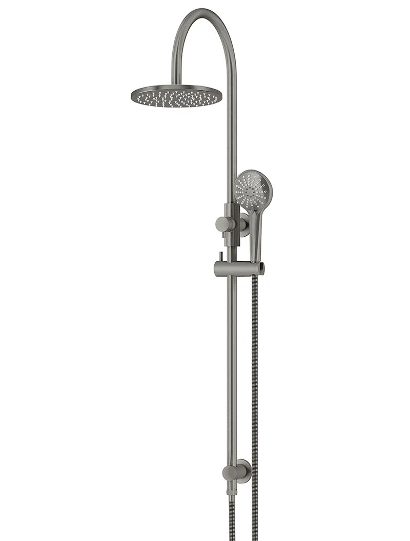 200mm Round Overhead Shower Rail, Three Function Hand Shower