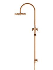 ROUND GOOSENECK SHOWER SET WITH 200MM ROSE, SINGLE-FUNCTION HAND SHOWER